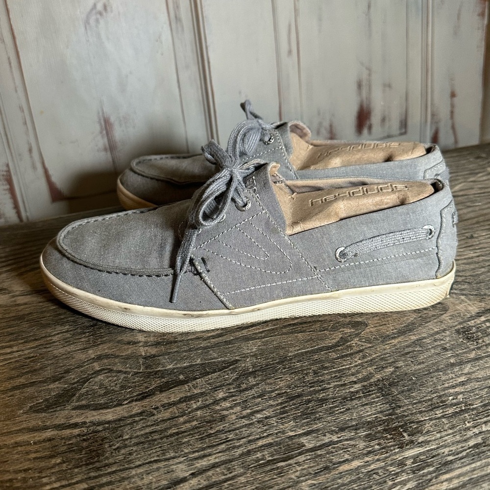 Tretorn Mens Motto Boat shoe grey canvas sz 9.5 sneaker
